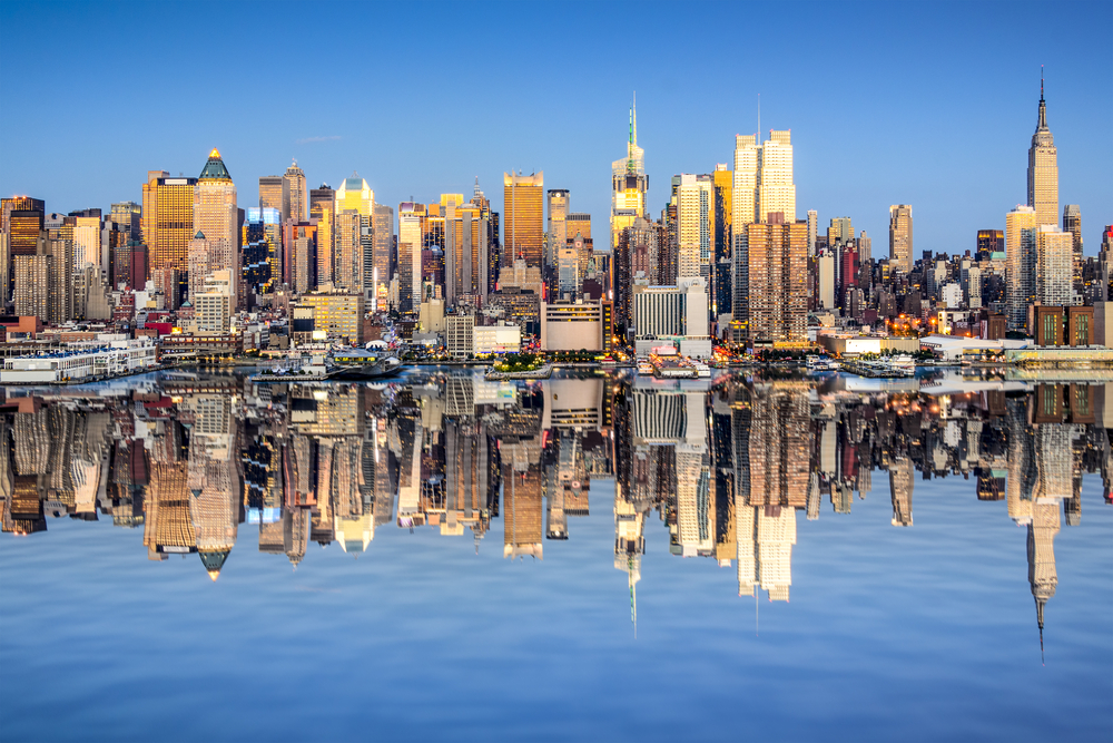 New York City, USA city skyline of Midtown Manhattan.